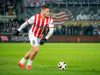 Benjamin Kallman participates in the game between KS Cracovia and Zaglebie Lubin in Krakow, Poland, on November 29, 2024. This is a PKO BP E...