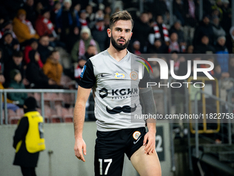 Mateusz Wdowiak participates in the game between KS Cracovia and Zaglebie Lubin in Krakow, Poland, on November 29, 2024. This is a PKO BP Ek...