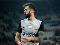 Mateusz Wdowiak participates in the game between KS Cracovia and Zaglebie Lubin in Krakow, Poland, on November 29, 2024. This is a PKO BP Ek...