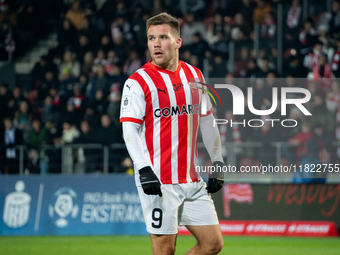 Benjamin Kallman participates in the game between KS Cracovia and Zaglebie Lubin in Krakow, Poland, on November 29, 2024. This is a PKO BP E...