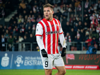 Benjamin Kallman participates in the game between KS Cracovia and Zaglebie Lubin in Krakow, Poland, on November 29, 2024. This is a PKO BP E...