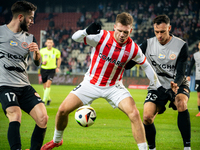 Benjamin Kallman participates in the game between KS Cracovia and Zaglebie Lubin in Krakow, Poland, on November 29, 2024. This is a PKO BP E...