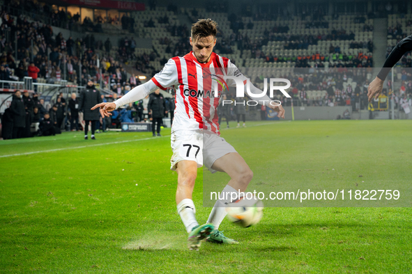 Patryk Janasik participates in the game between KS Cracovia and Zaglebie Lubin in Krakow, Poland, on November 29, 2024. This is a PKO BP Eks...