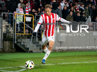 Mikkel Maigaard participates in the game between KS Cracovia and Zaglebie Lubin in Krakow, Poland, on November 29, 2024. This is a PKO BP Ek...