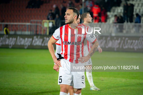 Virgil Ghita participates in the game between KS Cracovia and Zaglebie Lubin in Krakow, Poland, on November 29, 2024. This is a PKO BP Ekstr...