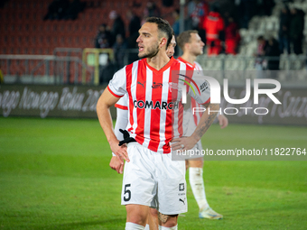 Virgil Ghita participates in the game between KS Cracovia and Zaglebie Lubin in Krakow, Poland, on November 29, 2024. This is a PKO BP Ekstr...