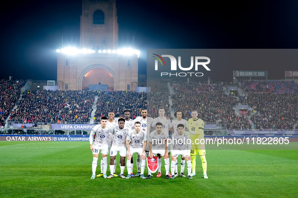 LOSC Lille line up during the UEFA Champions League 2024/25 League Phase MD5 match between Bologna FC and LOSC Lille at Stadio Renato Dall'A...