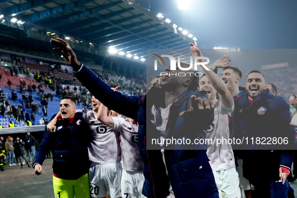 Ngal'ayel Mukau of LOSC Lille celebrates the victory with his teammates at the end of the UEFA Champions League 2024/25 League Phase MD5 mat...