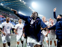 Ngal'ayel Mukau of LOSC Lille celebrates the victory with his teammates at the end of the UEFA Champions League 2024/25 League Phase MD5 mat...