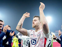 Gabriel Gudmundsson of LOSC Lille celebrates the victory at the end of the UEFA Champions League 2024/25 League Phase MD5 match between Bolo...