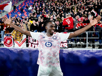 Ngal'ayel Mukau of LOSC Lille celebrates the victory with his supporters at the end of the UEFA Champions League 2024/25 League Phase MD5 ma...