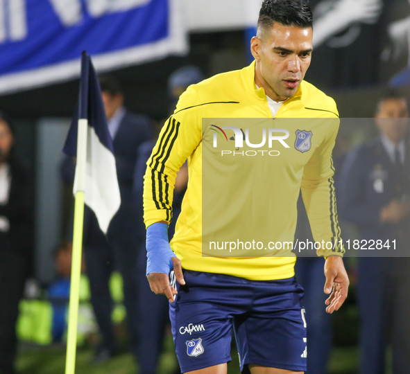 Radamel Falcao Garcia of Millonarios F.C. participates in the match on matchday 3 of the group A semi-finals of the BetPlay DIMAYOR II 2024...