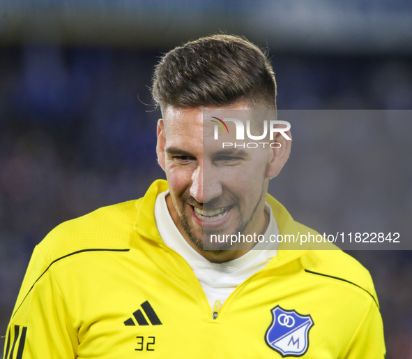 Santiago Giordana of Millonarios F.C. participates in the match of the third matchday of the group A semi-finals of the BetPlay League DIMAY...