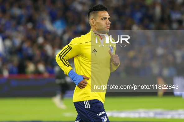 Radamel Falcao Garcia of Millonarios F.C. participates in the match on matchday 3 of the group A semi-finals of the BetPlay DIMAYOR II 2024...