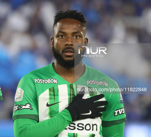 Alvaro Angulo of Atletico Nacional participates in the match of the third matchday of the group A semifinals of the BetPlay DIMAYOR II 2024...