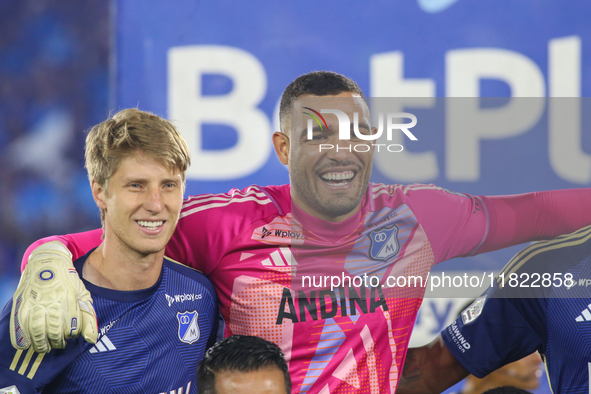 Andres Llinas and Alvaro Montero of Millonarios participate in the match of date 3 of the group A semi-finals of the BetPlay League DIMAYOR...