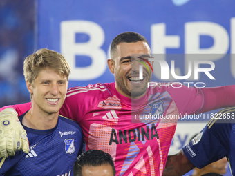 Andres Llinas and Alvaro Montero of Millonarios participate in the match of date 3 of the group A semi-finals of the BetPlay League DIMAYOR...