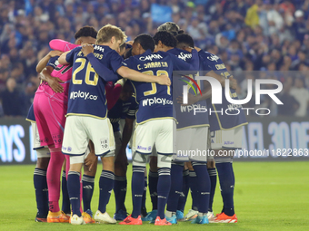 Players of Millonarios F.C. participate in the match on the third day of the group A semifinal round of the BetPlay DIMAYOR II 2024 BetPlay...