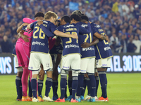 Players of Millonarios F.C. participate in the match on the third day of the group A semifinal round of the BetPlay DIMAYOR II 2024 BetPlay...