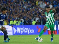 Andres Sarmiento of Atletico Nacional controls the ball during the match on the third date of the semifinal quadrangulars of group A for the...