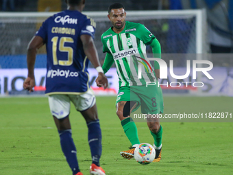 Edwin Cardona of Atletico Nacional controls the ball during the match on the third date of the semifinal quadrangulars of Group A for the Be...