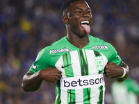 Marino Hinestroza of Atletico Nacional celebrates the goal against Millonarios F. C. during the match of the 3rd date of the semifinal quadr...