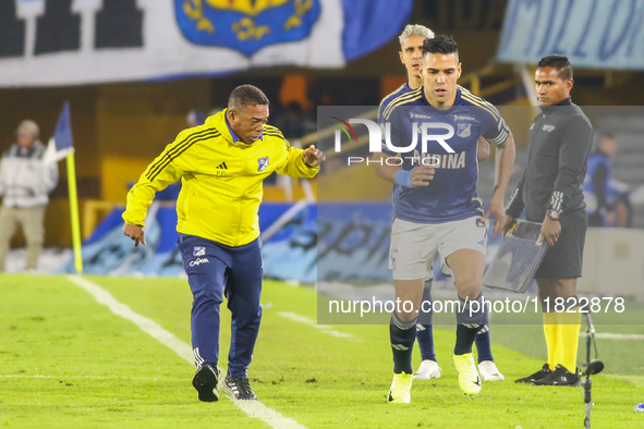 Radamel Falcao Garcia of Millonarios F.C. participates in the match on matchday 3 of the group A semi-finals of the BetPlay DIMAYOR II 2024...