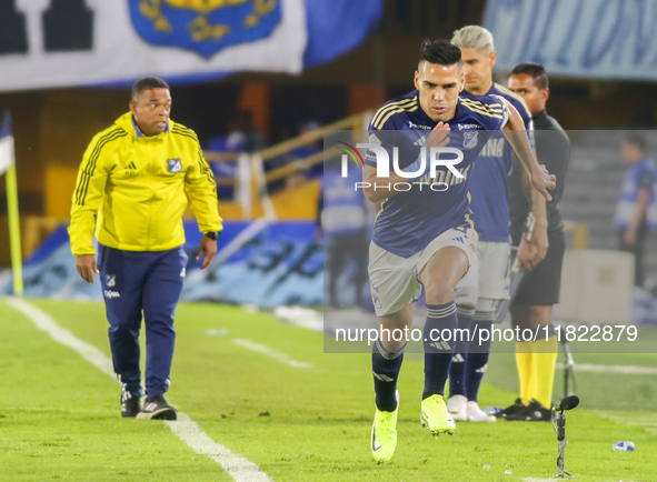 Radamel Falcao Garcia of Millonarios F.C. participates in the match on matchday 3 of the group A semi-finals of the BetPlay DIMAYOR II 2024...