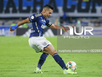 Radamel Falcao Garcia of Millonarios F.C. participates in the match on matchday 3 of the group A semi-finals of the BetPlay DIMAYOR II 2024...