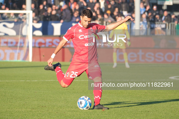 Raffaele Pucino of SSC Bari carries the ball during the Italian Serie B soccer championship match between Brescia Calcio and SSC Bari at Mar...