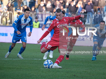 Cesar Falletti of SSC Bari takes a penalty kick during the Italian Serie B soccer championship match between Brescia Calcio and SSC Bari at...