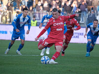 Cesar Falletti of SSC Bari takes a penalty kick during the Italian Serie B soccer championship match between Brescia Calcio and SSC Bari at...