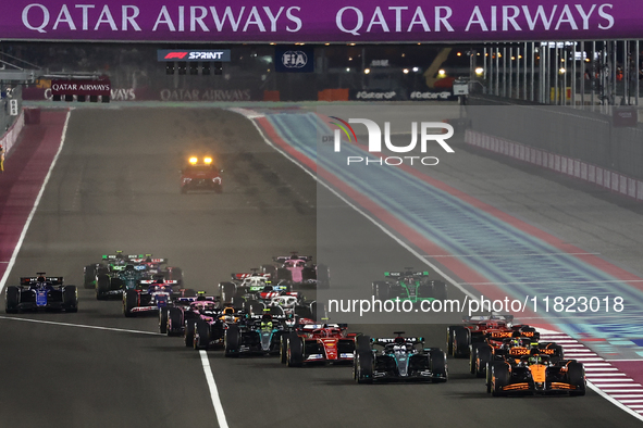 Start of Sprint ahead of the Formula 1 Grand Prix of Qatar at Lusail International Circuit in Lusail, Qatar on November 30, 2024. 