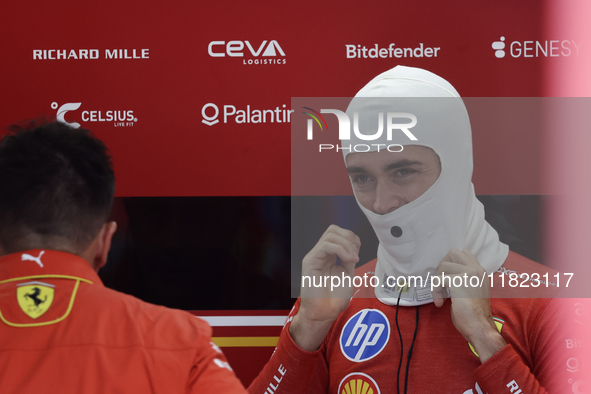 Charles Leclerc of Ferrari before Sprint ahead of the Formula 1 Grand Prix of Qatar at Lusail International Circuit in Lusail, Qatar on Nove...