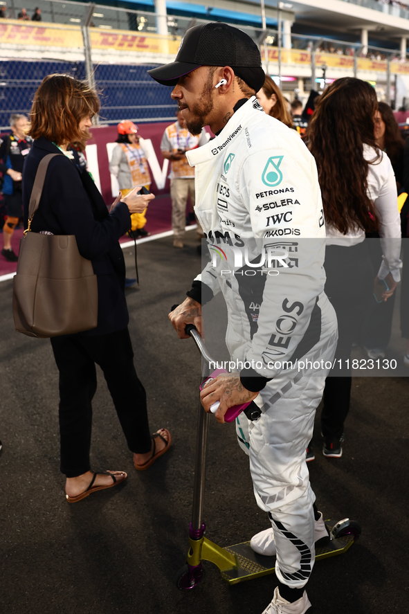 Lewis Hamilton of Mercedes before Sprint ahead of the Formula 1 Grand Prix of Qatar at Lusail International Circuit in Lusail, Qatar on Nove...