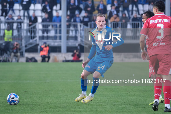 Lorenzo Dickman of Brescia Calcio FC carries the ball during the Italian Serie B soccer championship match between Brescia Calcio and SSC Ba...