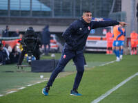 Moreno Longo is the head coach of SSC Bari during the Italian Serie B soccer championship match between Brescia Calcio and SSC Bari at Mario...