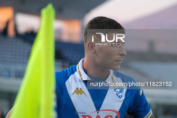 Michele Besaggio of Brescia Calcio FC plays during the Italian Serie B soccer championship match between Brescia Calcio and SSC Bari at Mari...