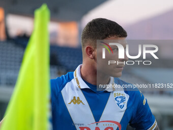 Michele Besaggio of Brescia Calcio FC plays during the Italian Serie B soccer championship match between Brescia Calcio and SSC Bari at Mari...