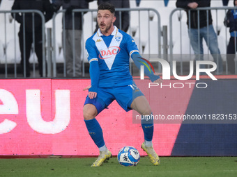 Niccolo Corrado of Brescia Calcio FC shows disappointment during the Italian Serie B soccer championship match between Brescia Calcio and SS...