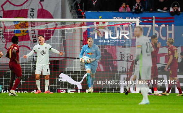 Peter Gulacsi of RB Leipzig  controls the ball during the Bundesliga match between RB Leipzig and VfL Wolfsburg at Red Bull Arena, Leipzig,...