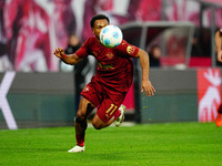 Lois Openda of RB Leipzig  controls the ball during the Bundesliga match between RB Leipzig and VfL Wolfsburg at Red Bull Arena, Leipzig, Ge...