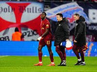 Castello Lukeba of RB Leipzig  looks on during the Bundesliga match between RB Leipzig and VfL Wolfsburg at Red Bull Arena, Leipzig, Germany...