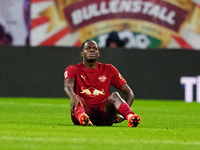 Castello Lukeba of RB Leipzig  looks on during the Bundesliga match between RB Leipzig and VfL Wolfsburg at Red Bull Arena, Leipzig, Germany...