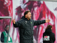 Ralph Hasenhuttl of VfL Wolfsburg  gestures during the Bundesliga match between RB Leipzig and VfL Wolfsburg at Red Bull Arena, Leipzig, Ger...