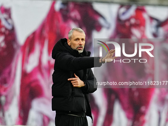 Marco Rose of RB Leipzig  gestures during the Bundesliga match between RB Leipzig and VfL Wolfsburg at Red Bull Arena, Leipzig, Germany on N...