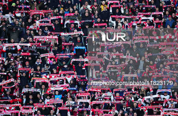  RB Leipzig fans  during the Bundesliga match between RB Leipzig and VfL Wolfsburg at Red Bull Arena, Leipzig, Germany on November 30, 2024....