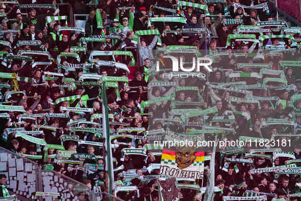  VfL Wolfsburg fans  during the Bundesliga match between RB Leipzig and VfL Wolfsburg at Red Bull Arena, Leipzig, Germany on November 30, 20...