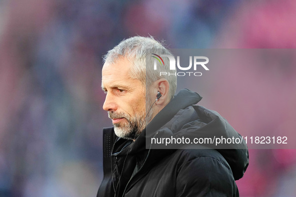 Marco Rose of RB Leipzig  looks on during the Bundesliga match between RB Leipzig and VfL Wolfsburg at Red Bull Arena, Leipzig, Germany on N...