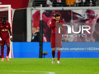 Antonio Nusa of RB Leipzig  looks on during the Bundesliga match between RB Leipzig and VfL Wolfsburg at Red Bull Arena, Leipzig, Germany on...